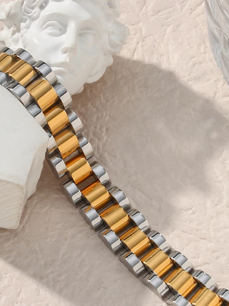 Liane - Bracelet Large Maillons Or-Argent