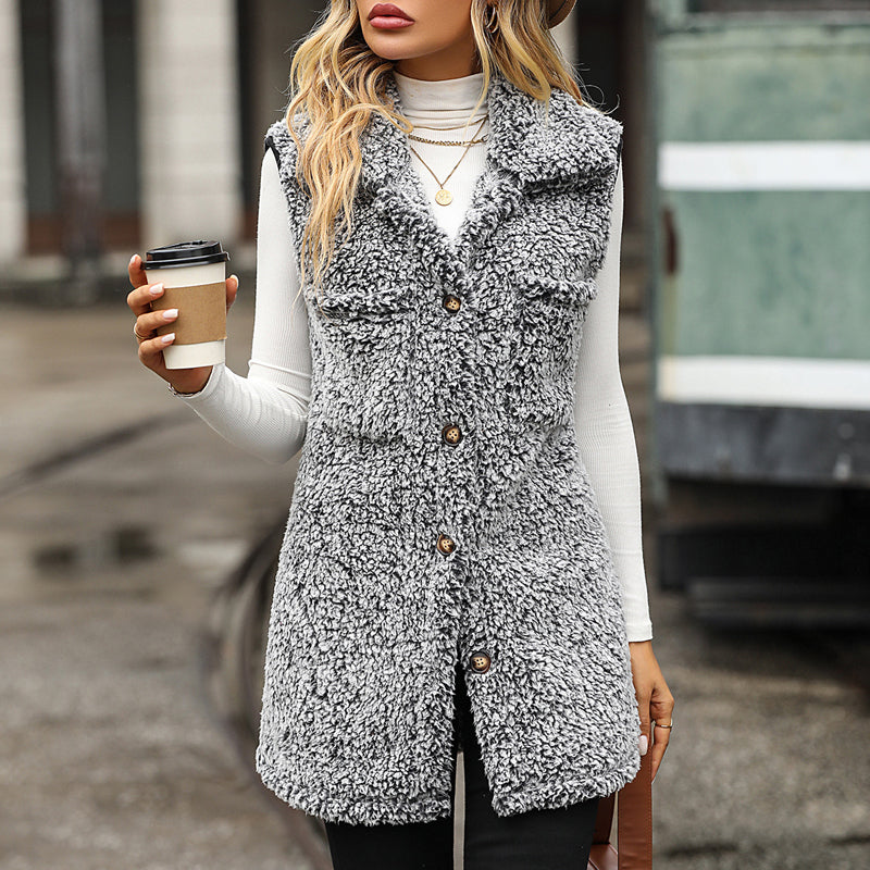 Désirée - Veste Casual en Peluche de Luxe avec Poches
