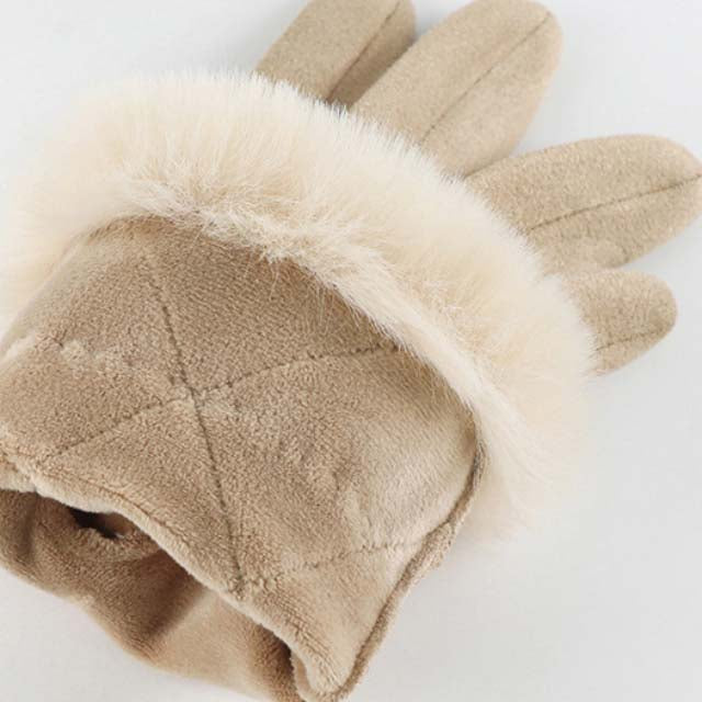 Thérèse - Gants en Suède Chic avec Poignet en Fourrure