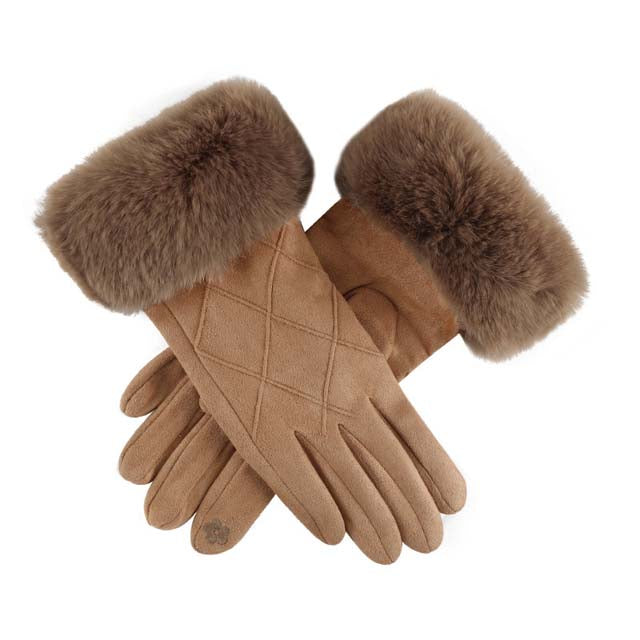 Thérèse - Gants en Suède Chic avec Poignet en Fourrure