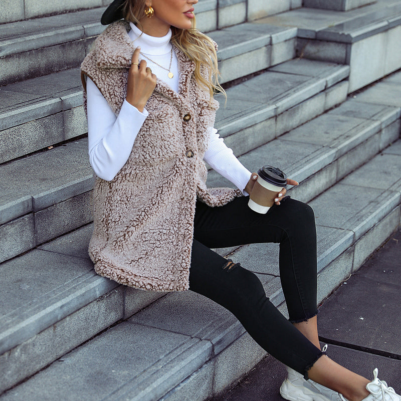 Désirée - Veste Casual en Peluche de Luxe avec Poches