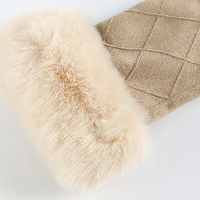 Thérèse - Gants en Suède Chic avec Poignet en Fourrure