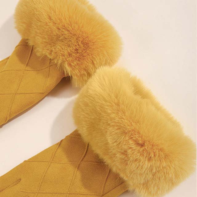 Thérèse - Gants en Suède Chic avec Poignet en Fourrure