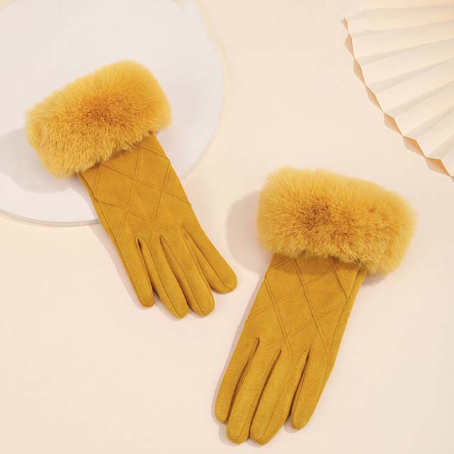Thérèse - Gants en Suède Chic avec Poignet en Fourrure