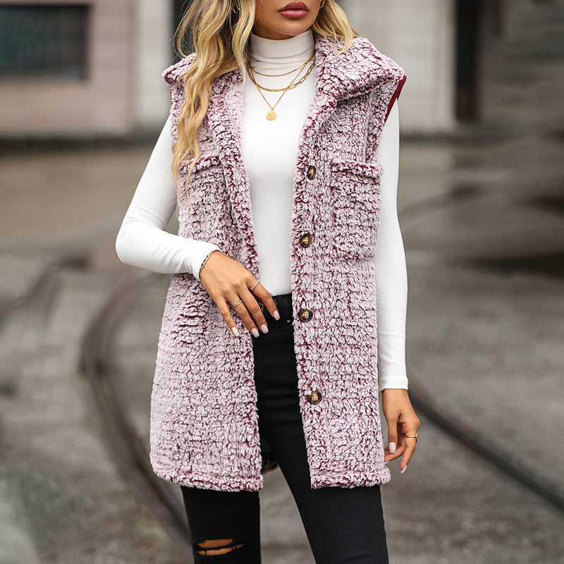 Désirée - Veste Casual en Peluche de Luxe avec Poches