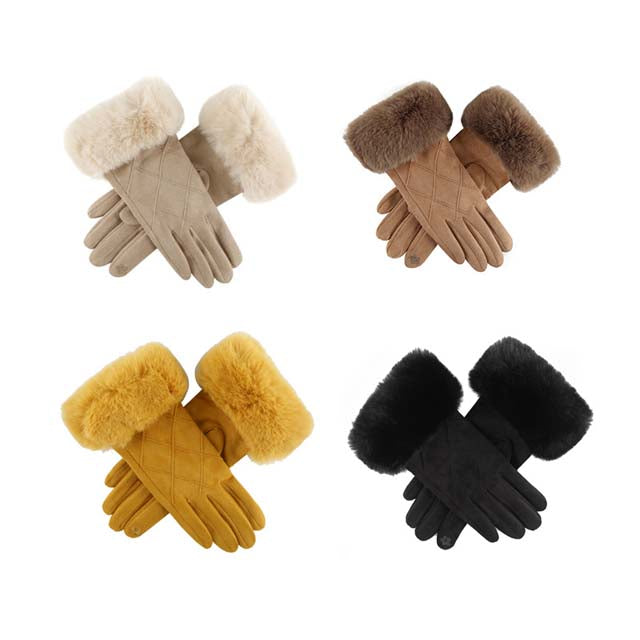 Thérèse - Gants en Suède Chic avec Poignet en Fourrure