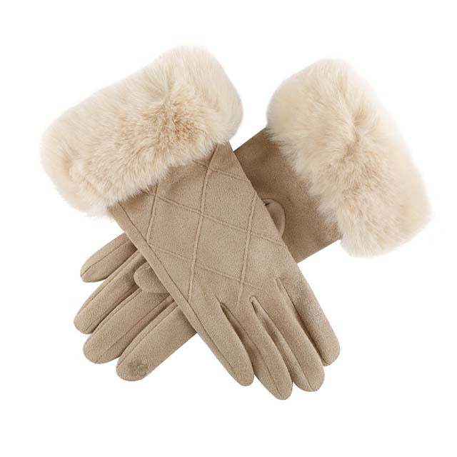 Thérèse - Gants en Suède Chic avec Poignet en Fourrure