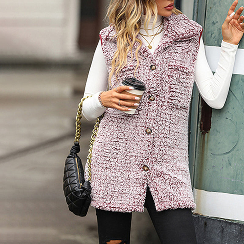 Désirée - Veste Casual en Peluche de Luxe avec Poches