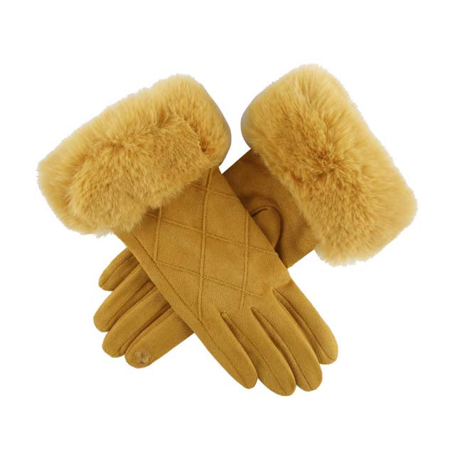 Thérèse - Gants en Suède Chic avec Poignet en Fourrure