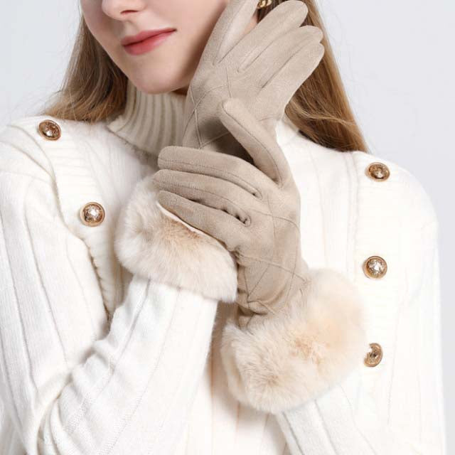 Thérèse - Gants en Suède Chic avec Poignet en Fourrure