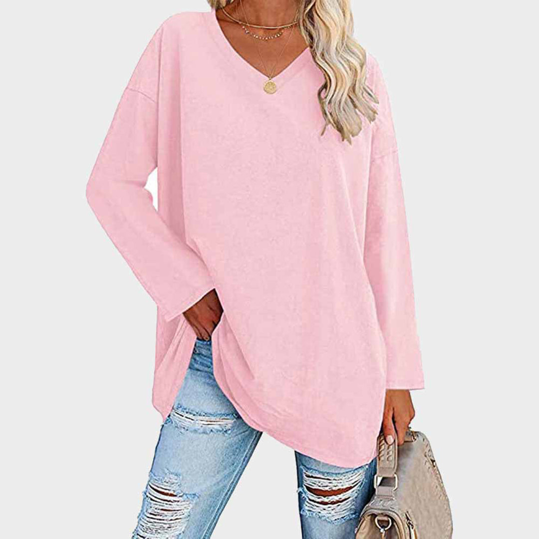 Isa - Top à manches longues décolleté en V, casual chic