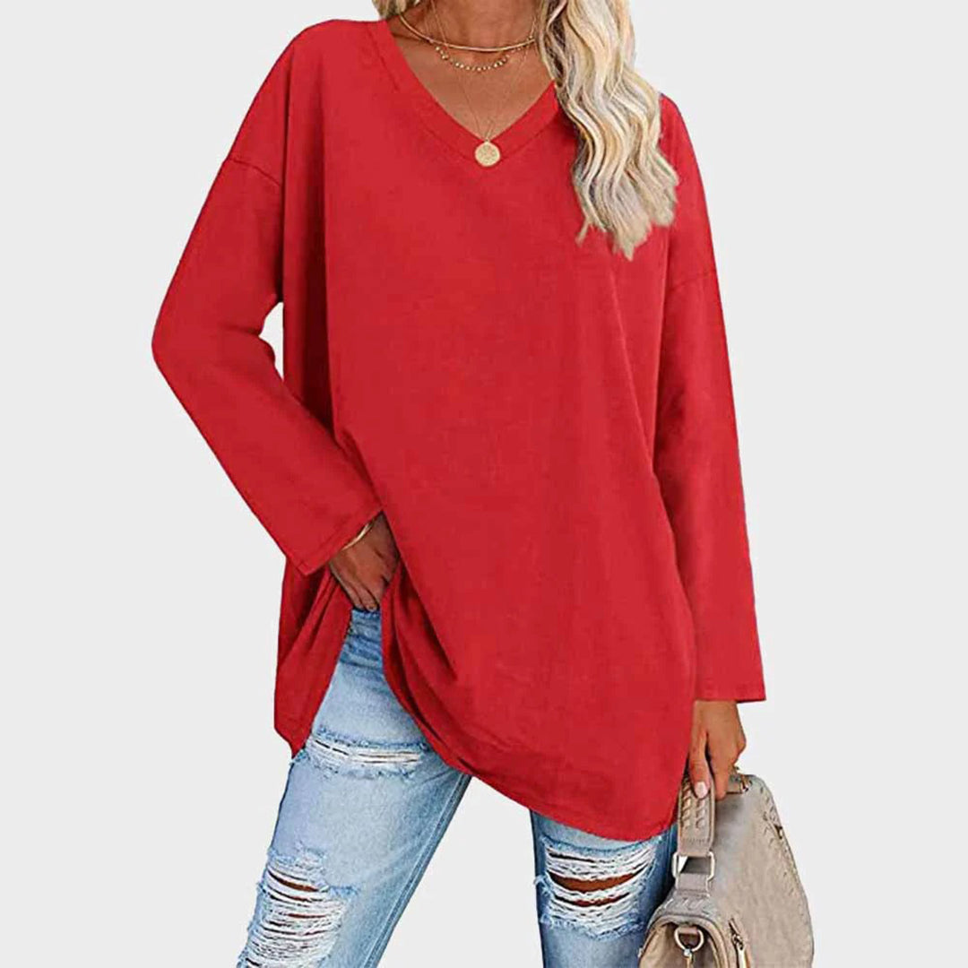Isa - Top à manches longues décolleté en V, casual chic