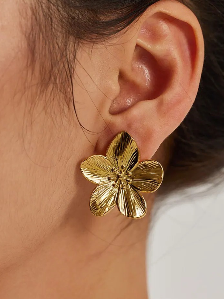 Salomée - Boucles d'oreilles Fleur de Saison Or