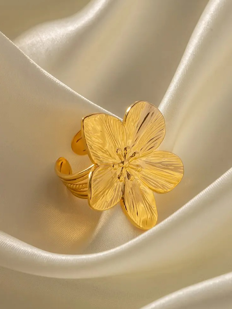 Mylène - Bague Statement Fleur de Saison Or