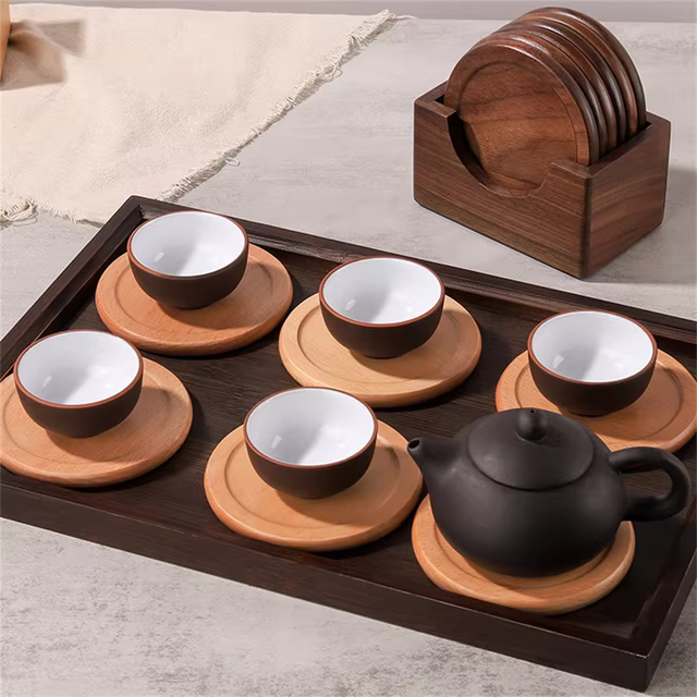 ArtboisZen - Ensemble de Sous-Verres en Bois Japonais