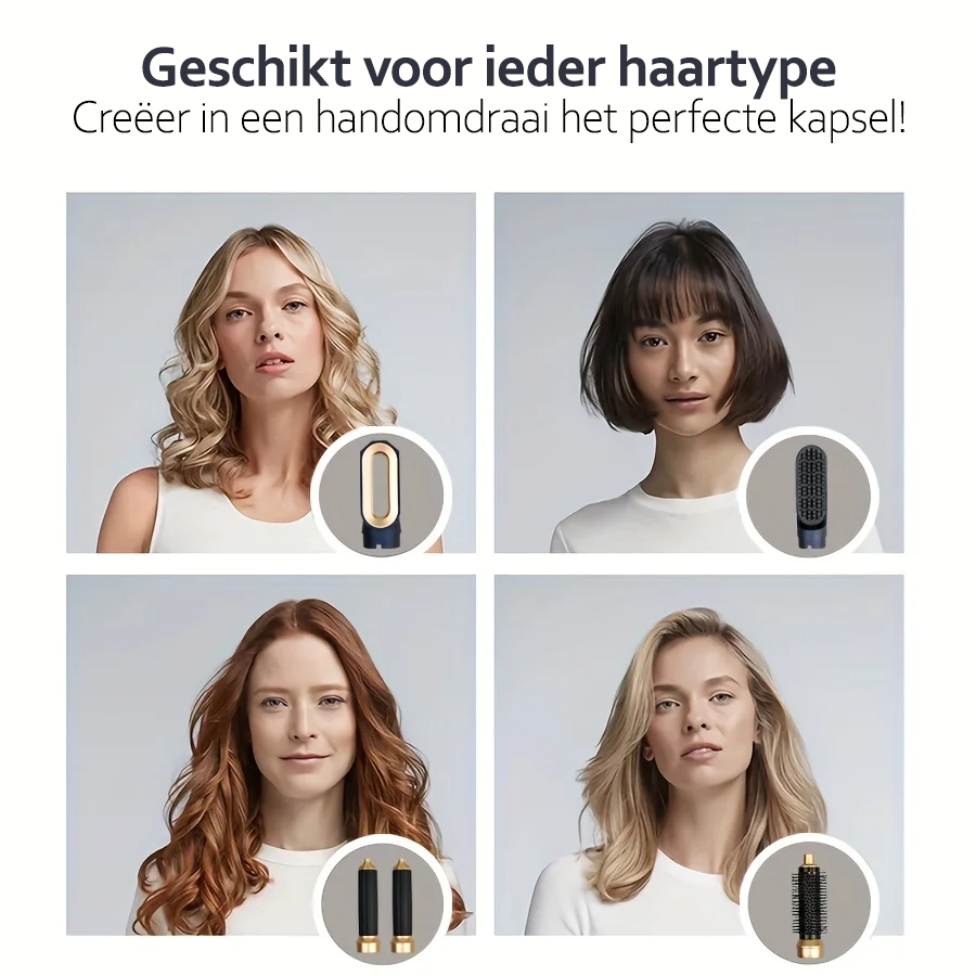 Styler Capillaire Multifonction 5-en-1 Glow avec Technologie Ionique Puissante de 1000W comprenant Sèche-Cheveux, Lisseur