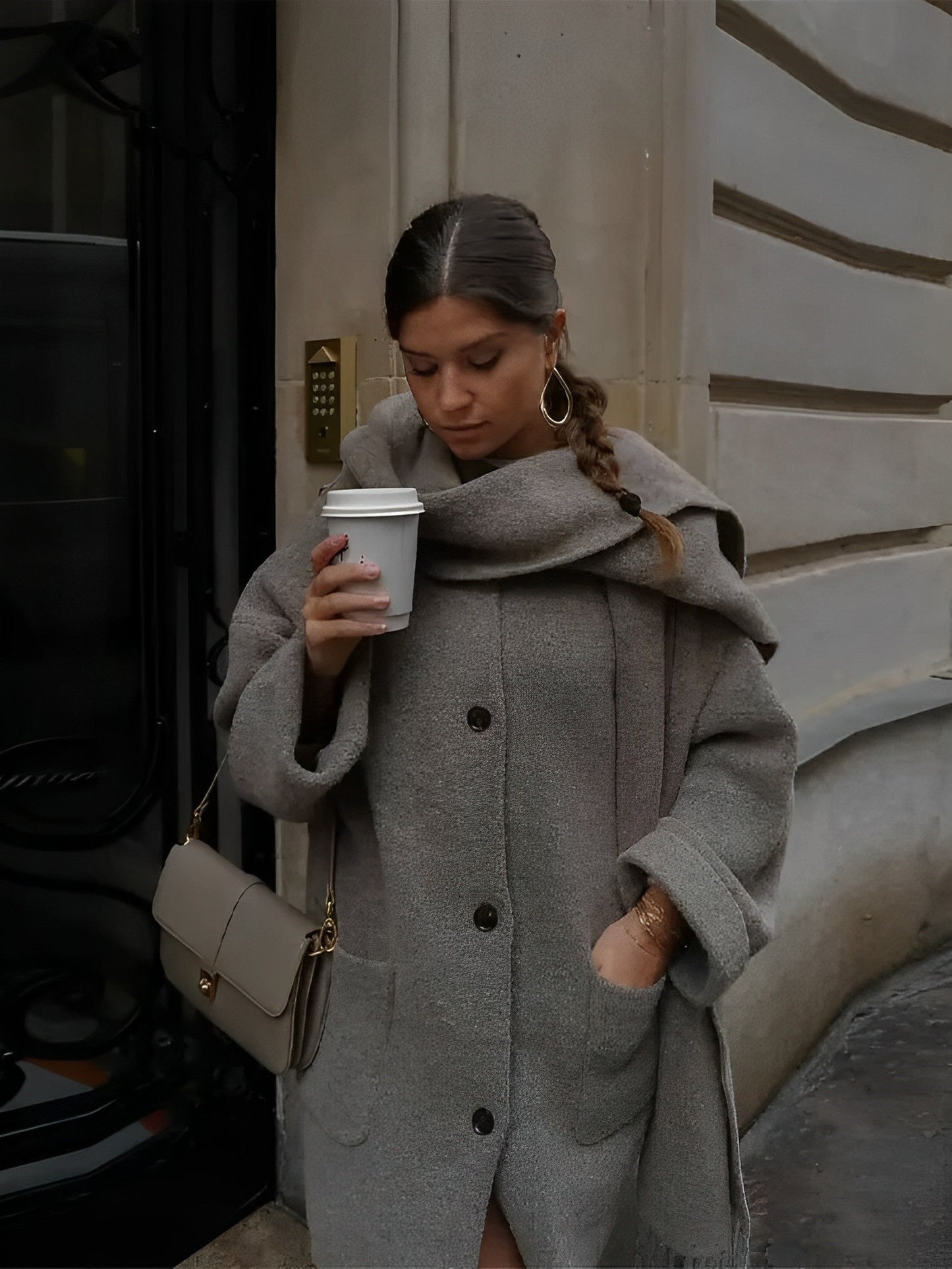 Esmeralda - Manteau Oversize Confortable avec Écharpe Assortie pour une Élégance Sans Effort