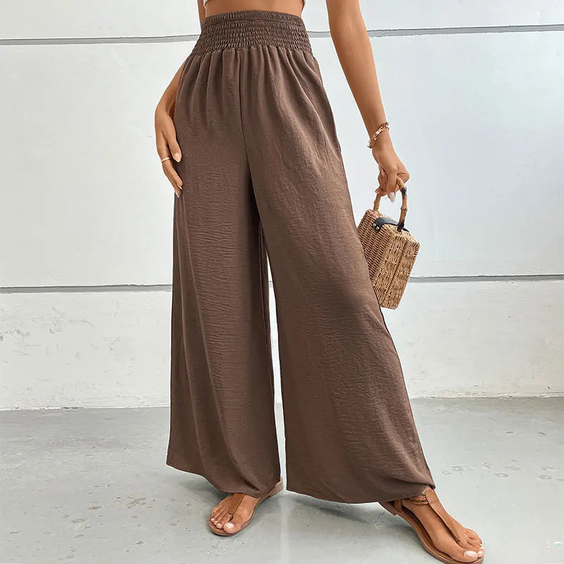 Claire - Pantalon évasé en lin élastique à taille haute, confortable et tendance