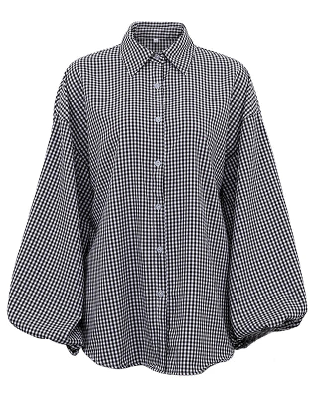 Miranda – Chemise à manches bouffantes motif carreaux