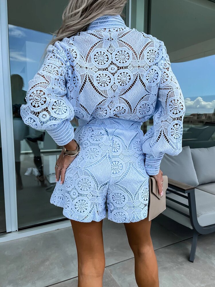 Lénaé - Combinaison d'été blanche en dentelle tendance et confortable