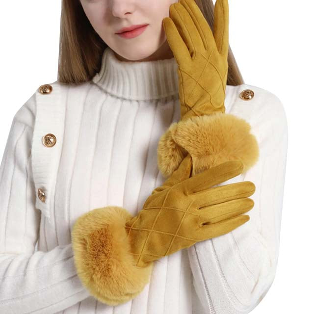 Thérèse - Gants en Suède Chic avec Poignet en Fourrure