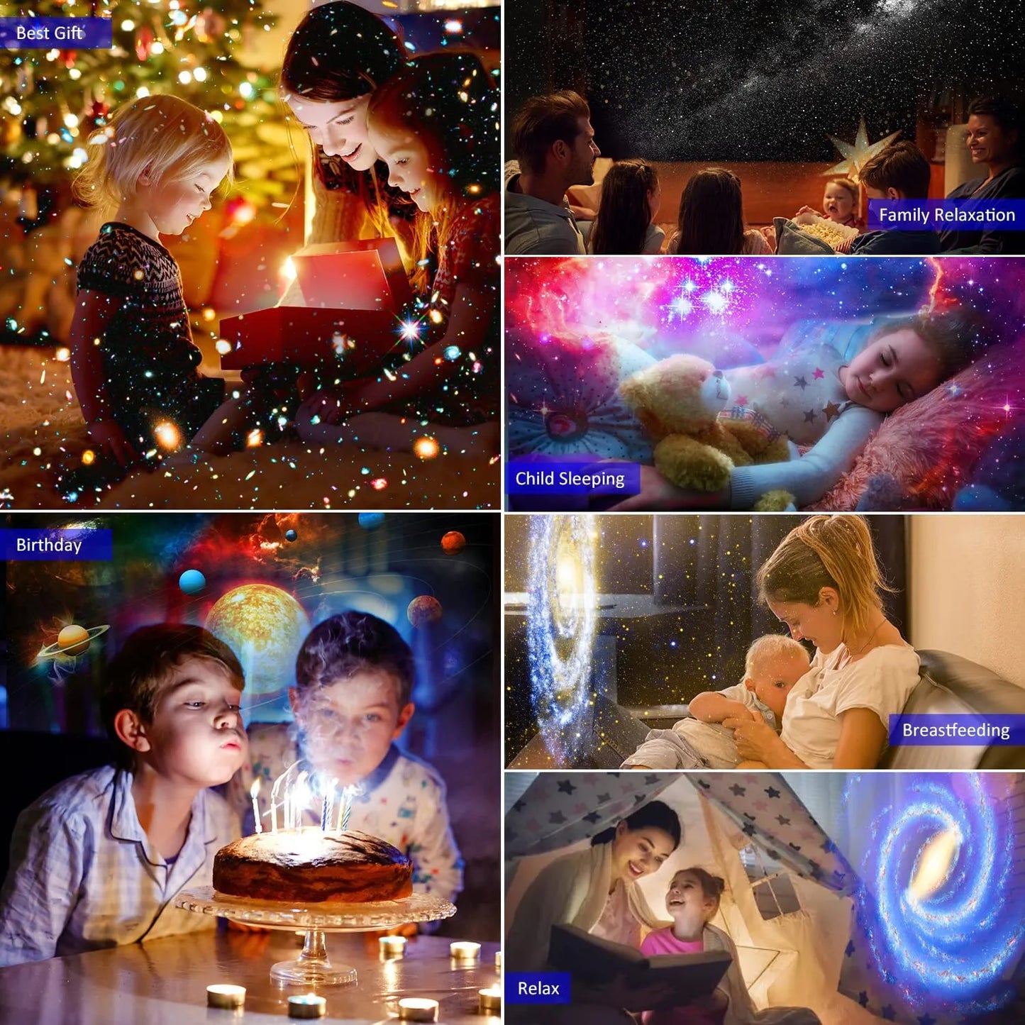 Lampe de Projecteur de Planétarium Galaxy 13-en-1 pour une Lumière Nocturne Atmosphérique