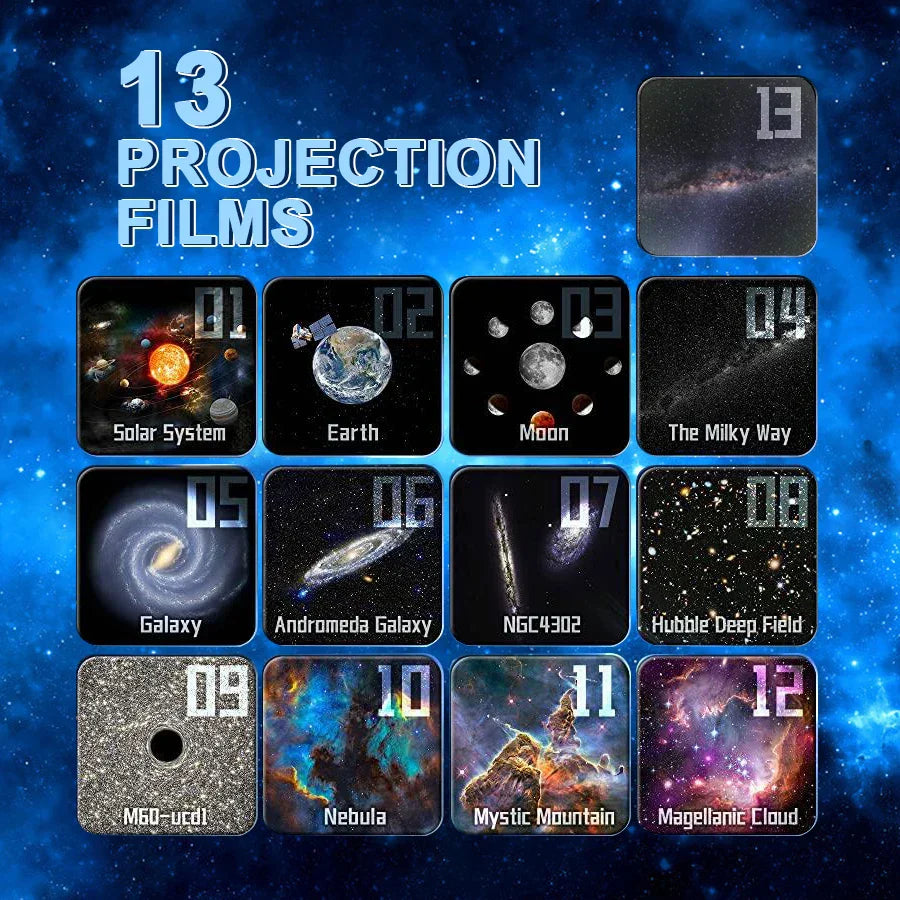 Lampe de Projecteur de Planétarium Galaxy 13-en-1 pour une Lumière Nocturne Atmosphérique