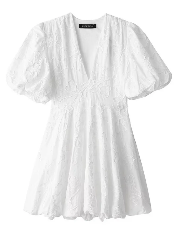 Lila - Robe florale à manches bouffantes