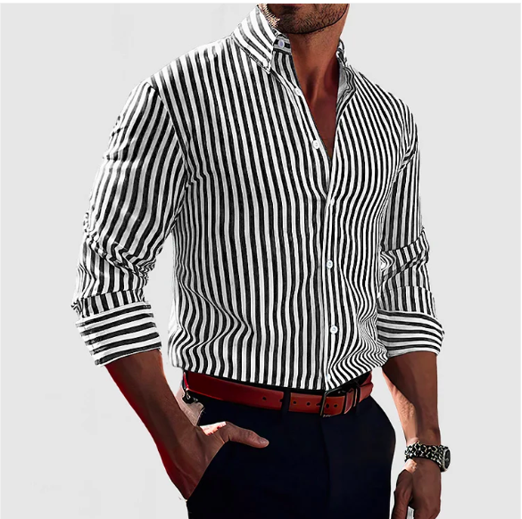 Hugo - Chemise légère en coton à rayures verticales stylées pour hommes