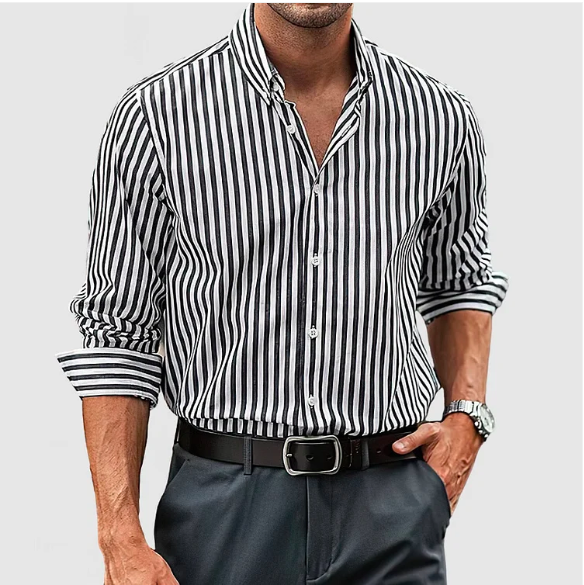 Hugo - Chemise légère en coton à rayures verticales stylées pour hommes