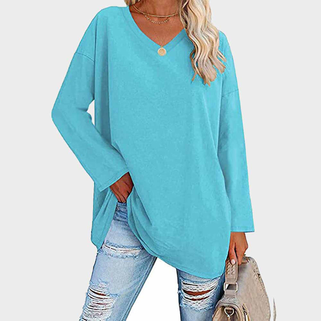 Isa - Top à manches longues décolleté en V, casual chic