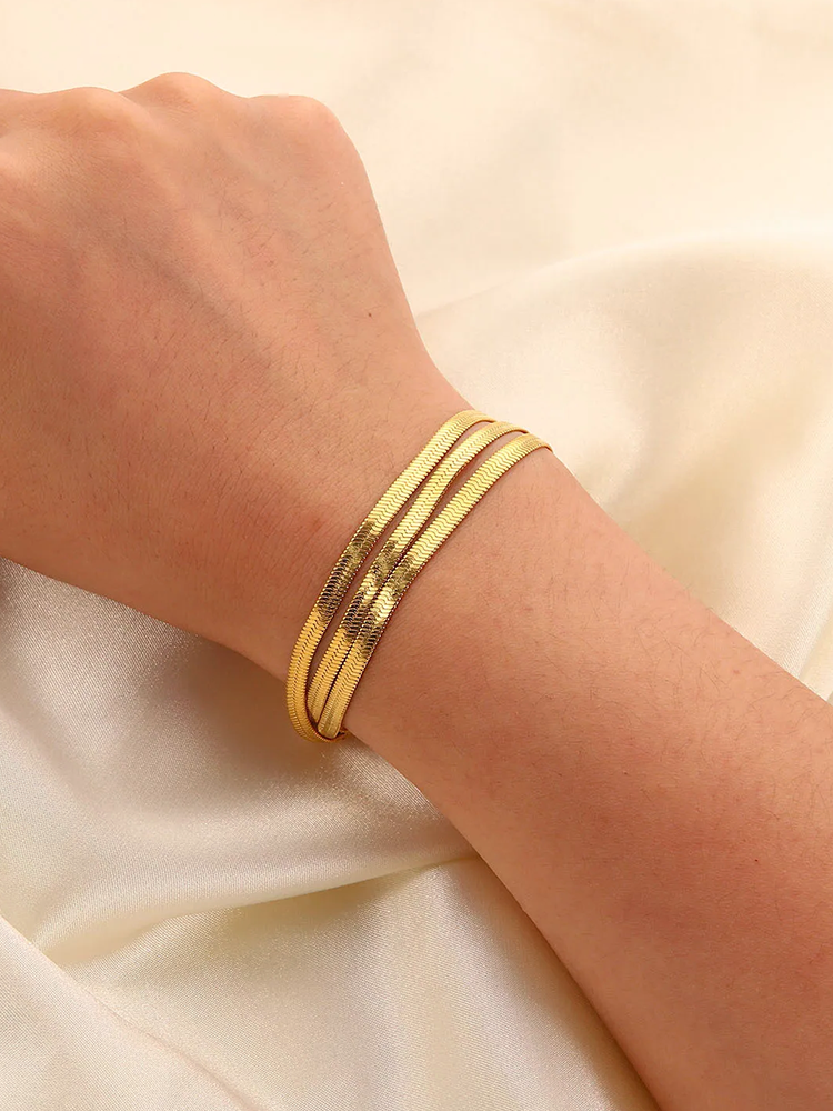 Jacqueline - Tara Bracelet Chaîne Serpent Double 3D Or