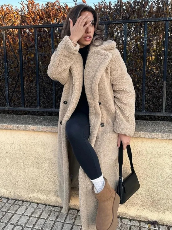 Tiphanie - Manteau Long Teddy Femme