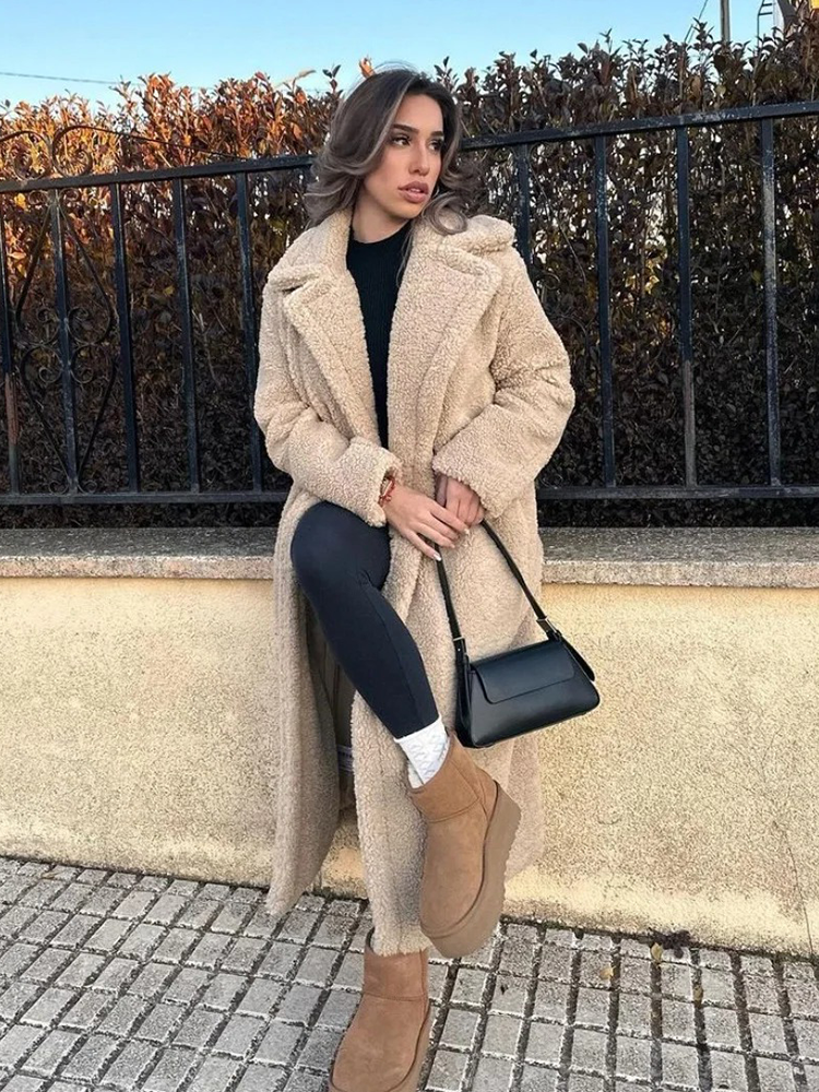 Tiphanie - Manteau Long Teddy Femme