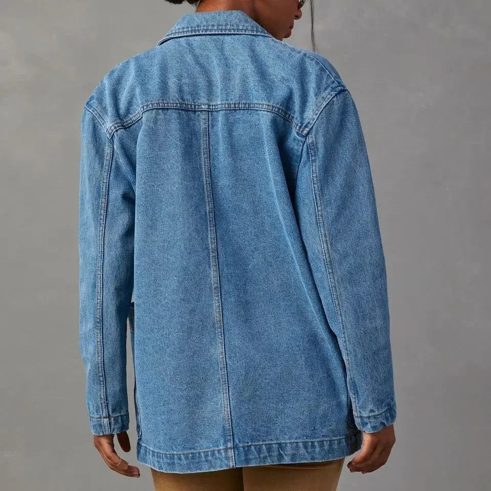 Clotilda - Blazer en Denim Stylé avec Poches pour Femmes