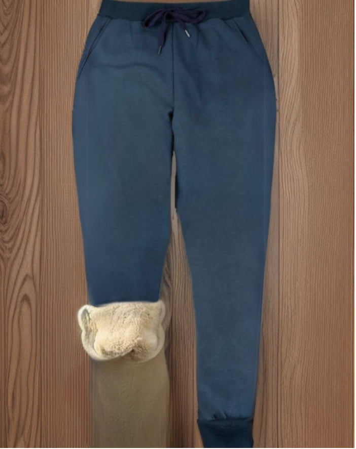 Ella - Pantalons de survêtement en molleton avec poignets en fourrure