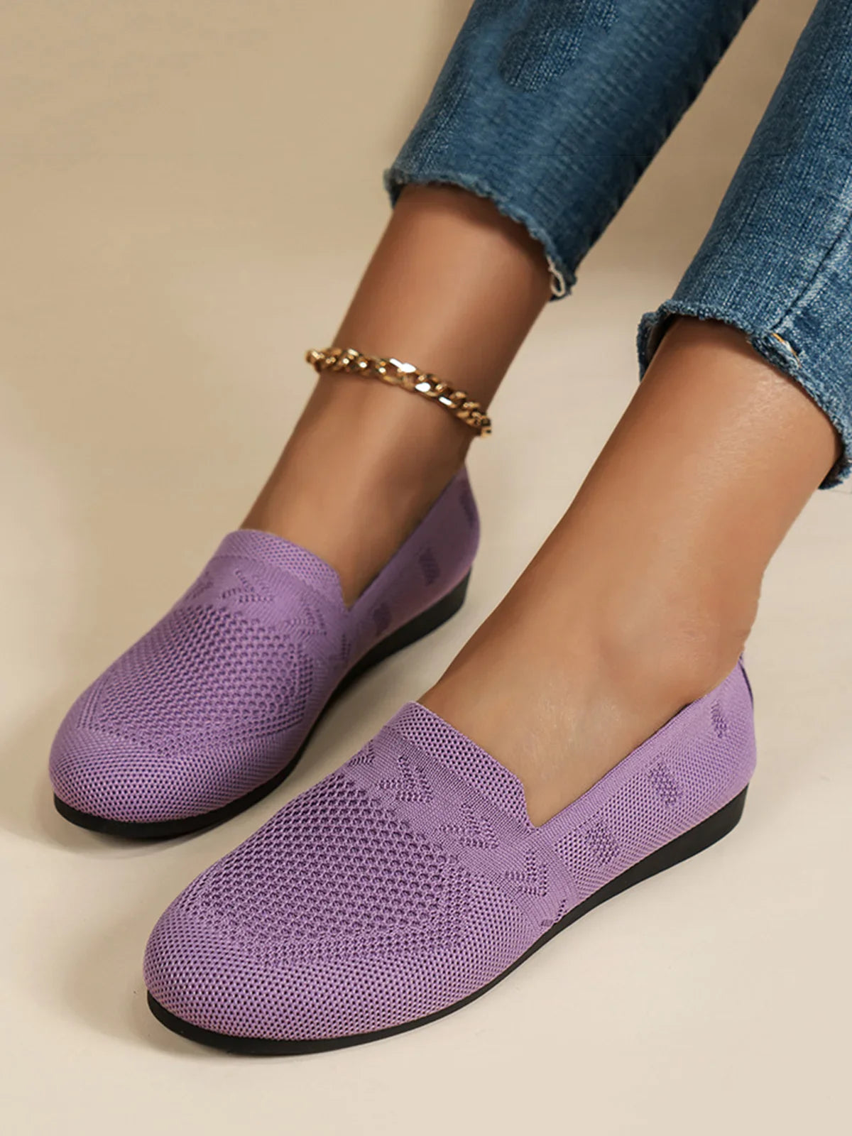 Olivia - Sandales en Maille Ademend Mocassins à Semelle Plate pour l'Été Idéales pour de Longues Promenades
