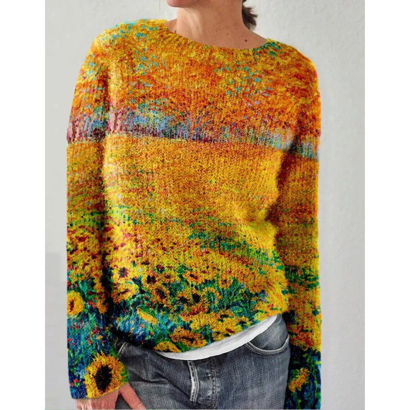 Mariani - Élégant Pull en Maille à Motifs Floraux