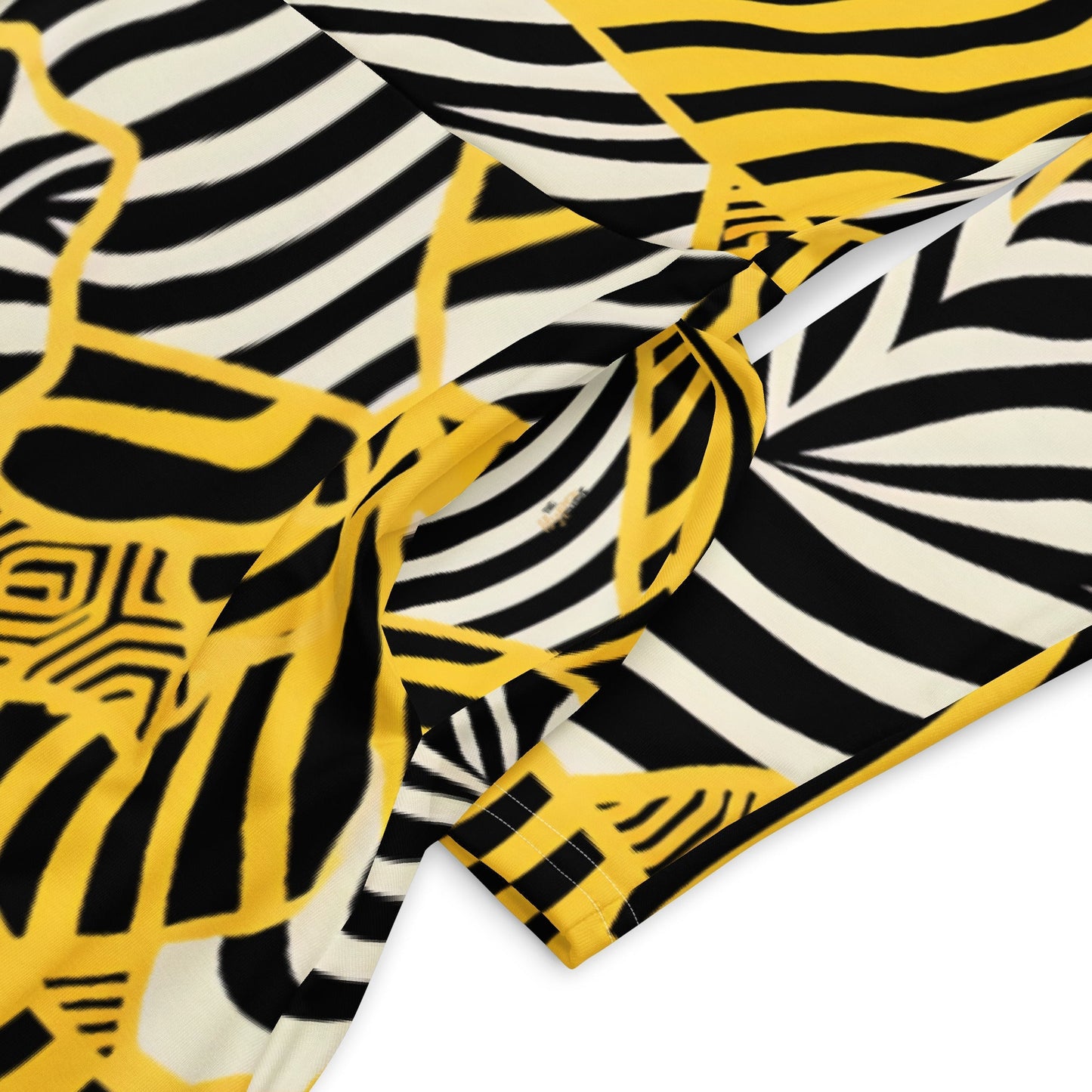Everly - Robe Midi à Manches Longues Zebralicious avec Col Montant Imprimé Safari Noir Blanc et Jaune