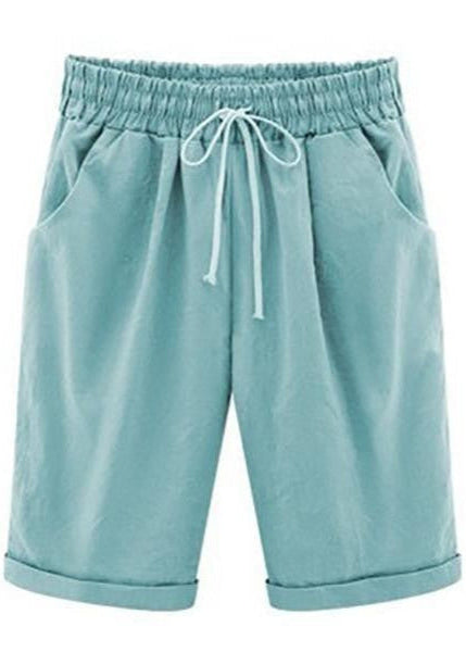 Zoe - Pantalon court en coton décontracté pour femme idéal pour l'été et les vacances avec poches et cordon
