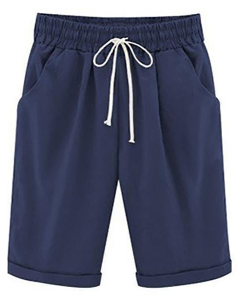 Zoe - Pantalon court en coton décontracté pour femme idéal pour l'été et les vacances avec poches et cordon