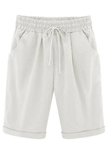 Zoe - Pantalon court en coton décontracté pour femme idéal pour l'été et les vacances avec poches et cordon