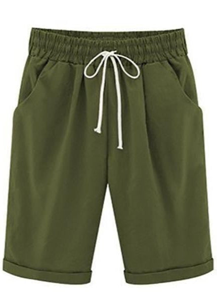 Zoe - Pantalon court en coton décontracté pour femme idéal pour l'été et les vacances avec poches et cordon