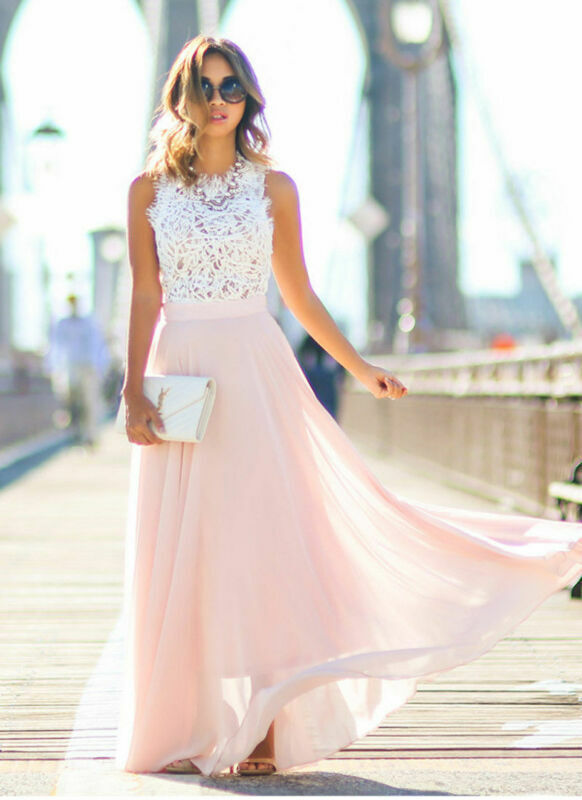 Sendra - Élégante robe maxi en chiffon blanche
