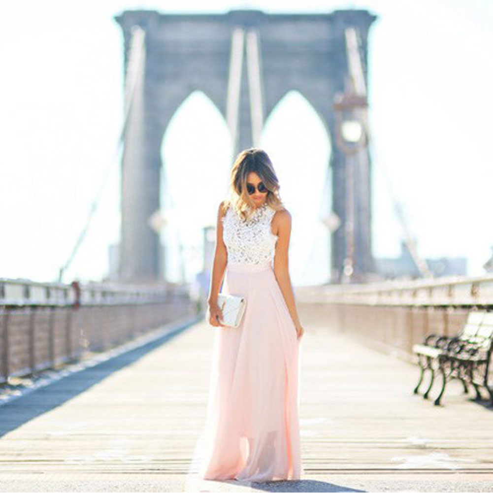 Sendra - Élégante robe maxi en chiffon blanche