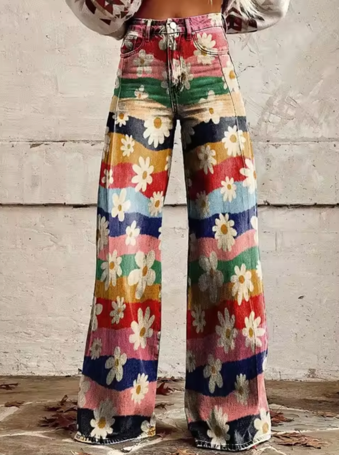 Camille – Pantalon Large avec Imprimé Coloré