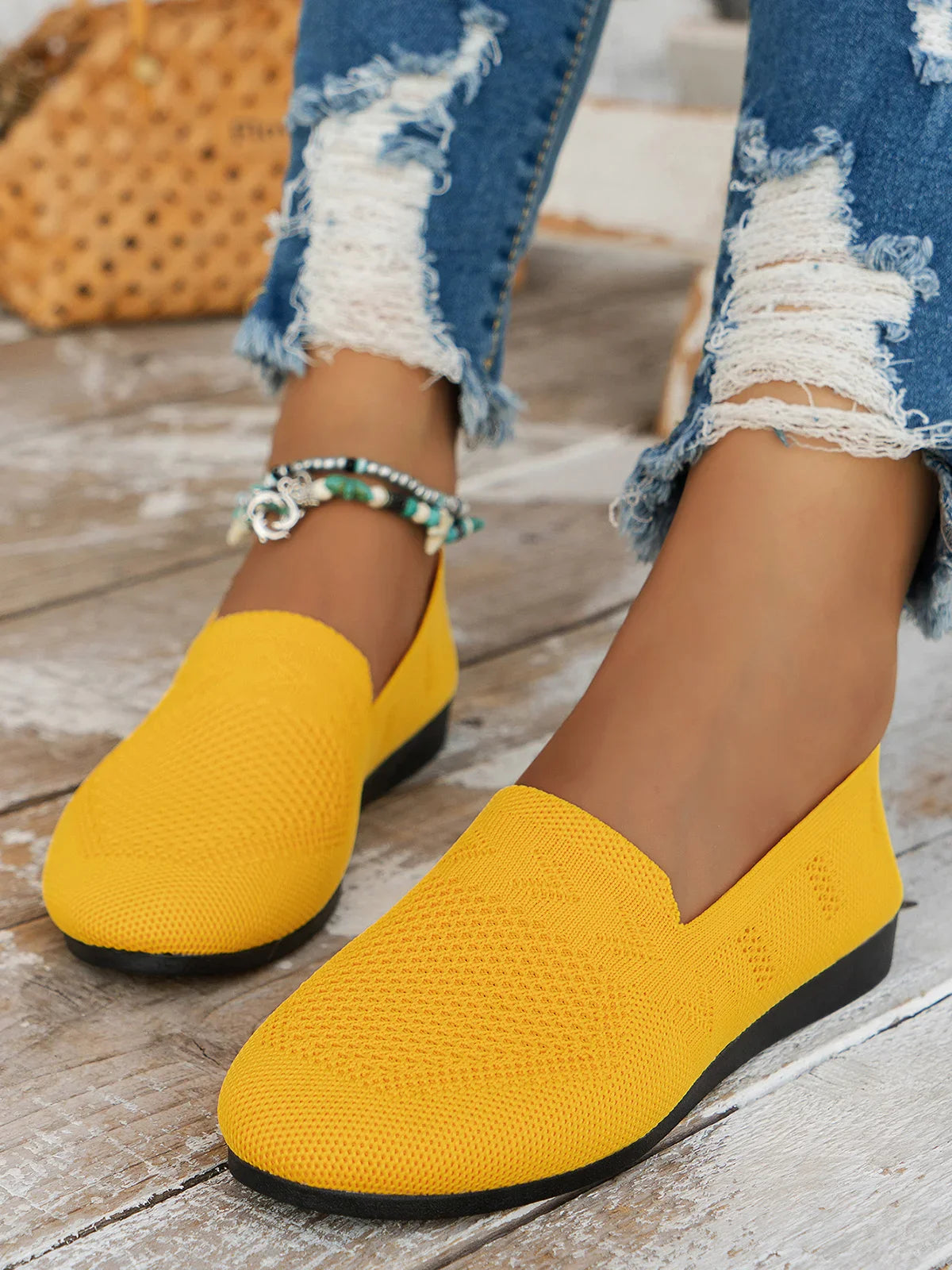 Olivia - Sandales en Maille Ademend Mocassins à Semelle Plate pour l'Été Idéales pour de Longues Promenades