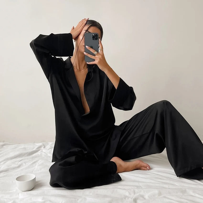Villa - Ensemble de pyjama oversize en soie élégante