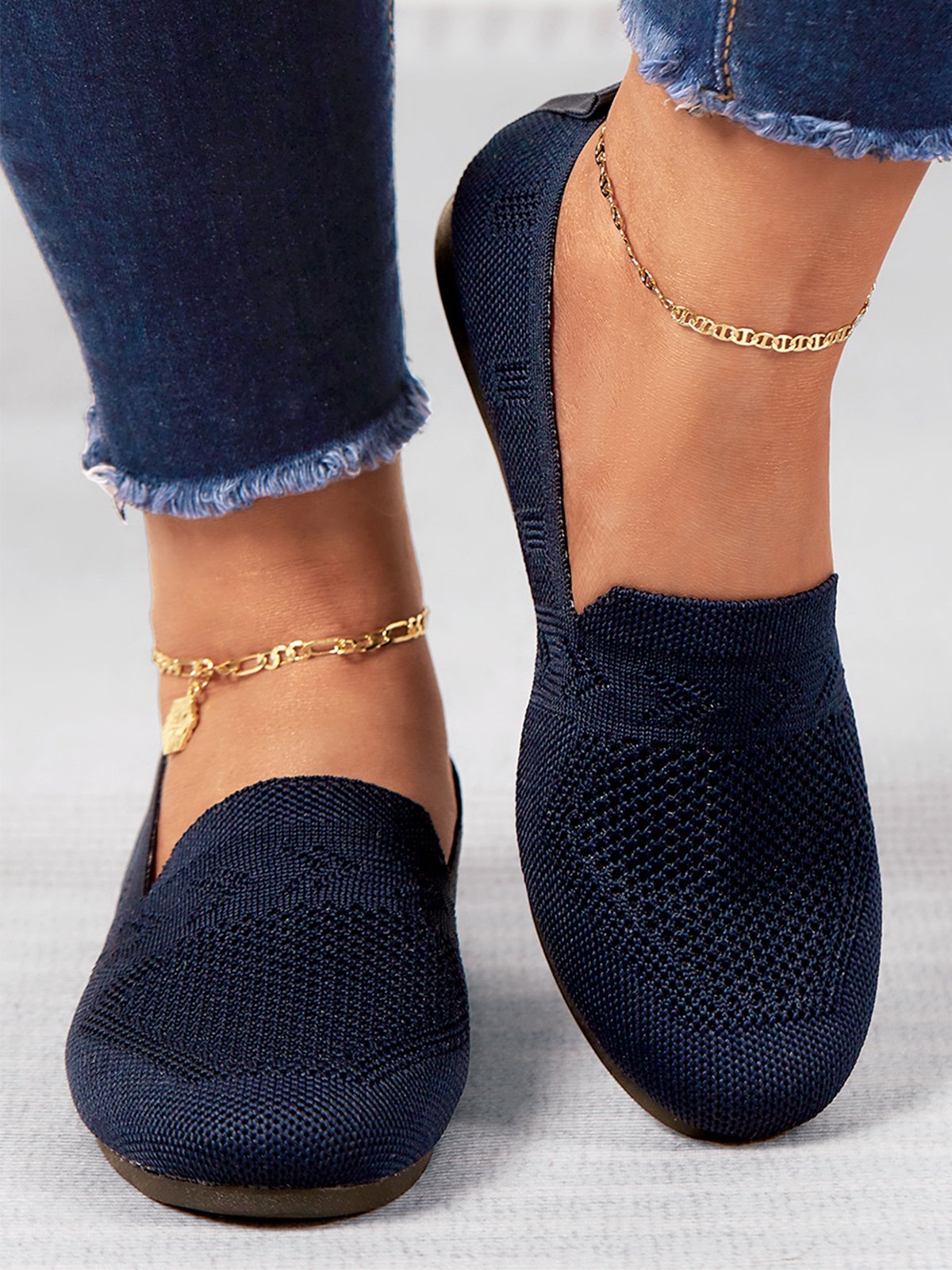 Olivia - Sandales en Maille Ademend Mocassins à Semelle Plate pour l'Été Idéales pour de Longues Promenades