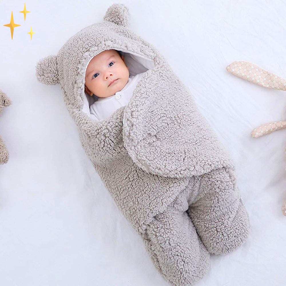 Gigoteuse ultra-douce en forme d'ours en peluche avec petites oreilles pour bébés de 0 à 6 mois